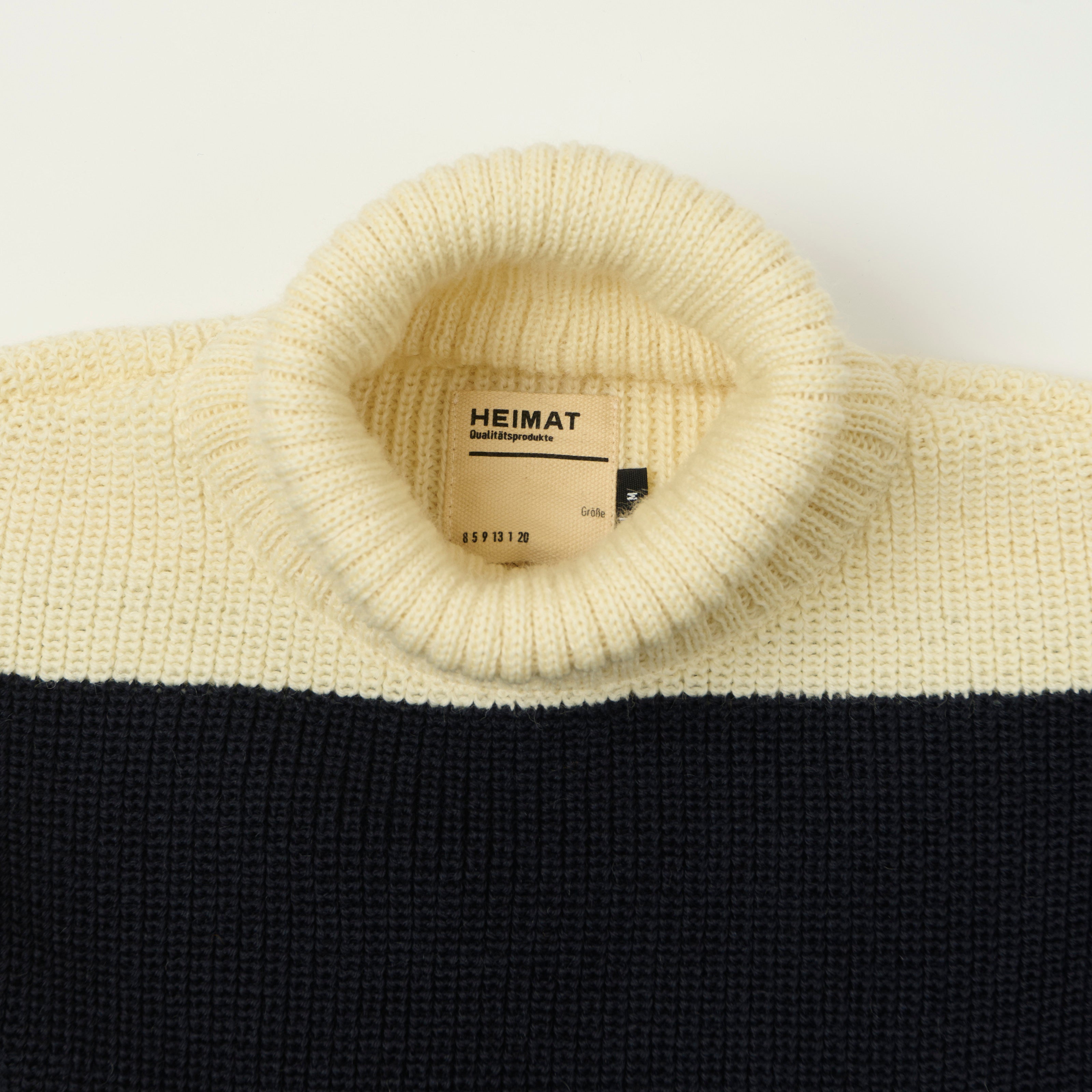 Heimat 'Rollkragen' Signal Stripe Rollneck - Seashell/Ink