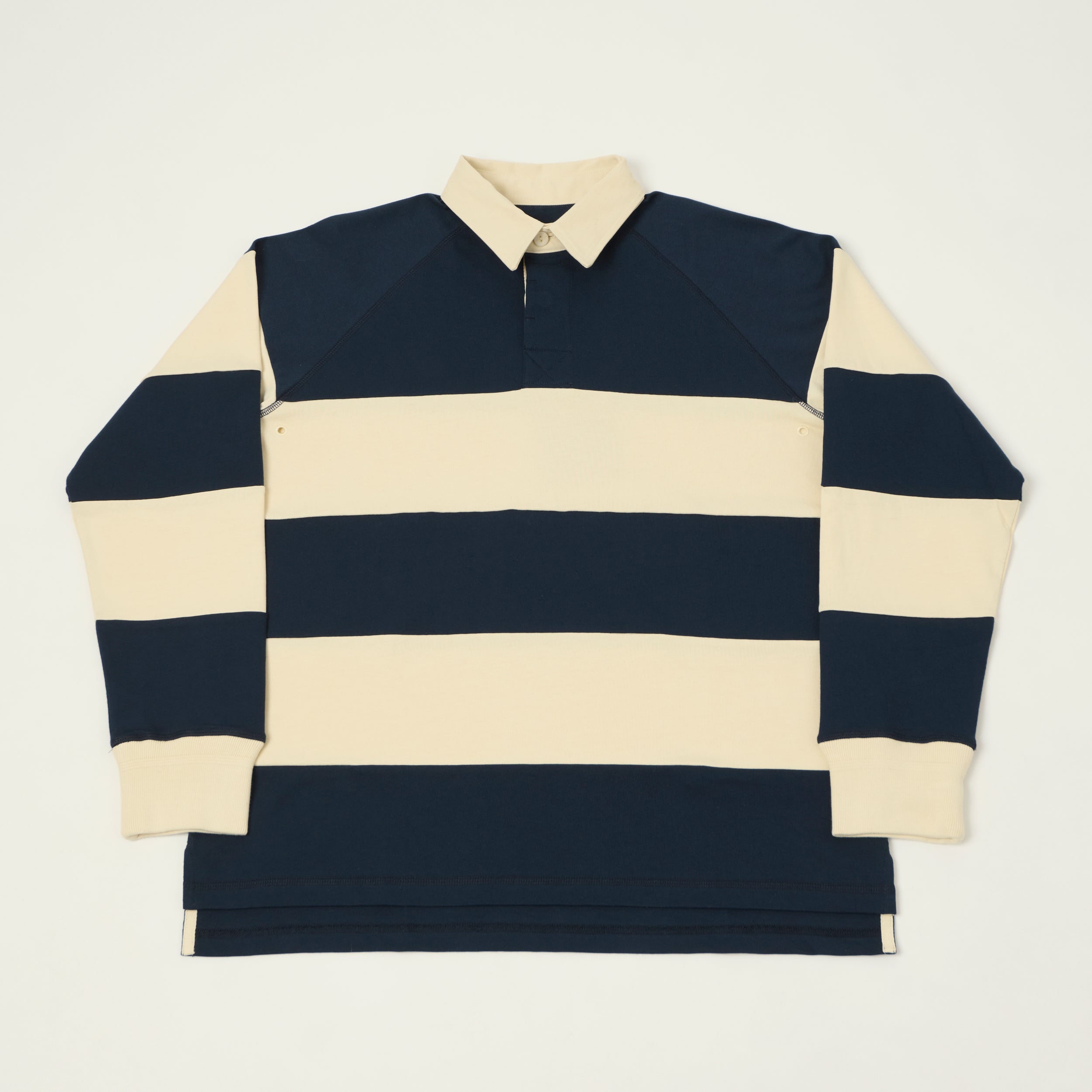 Heimat Raglan Sleeve Rugby Shirt - Ink Blue/Seashell