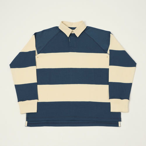 Heimat Raglan Sleeve Rugby Shirt - Trail Blue/Seashell