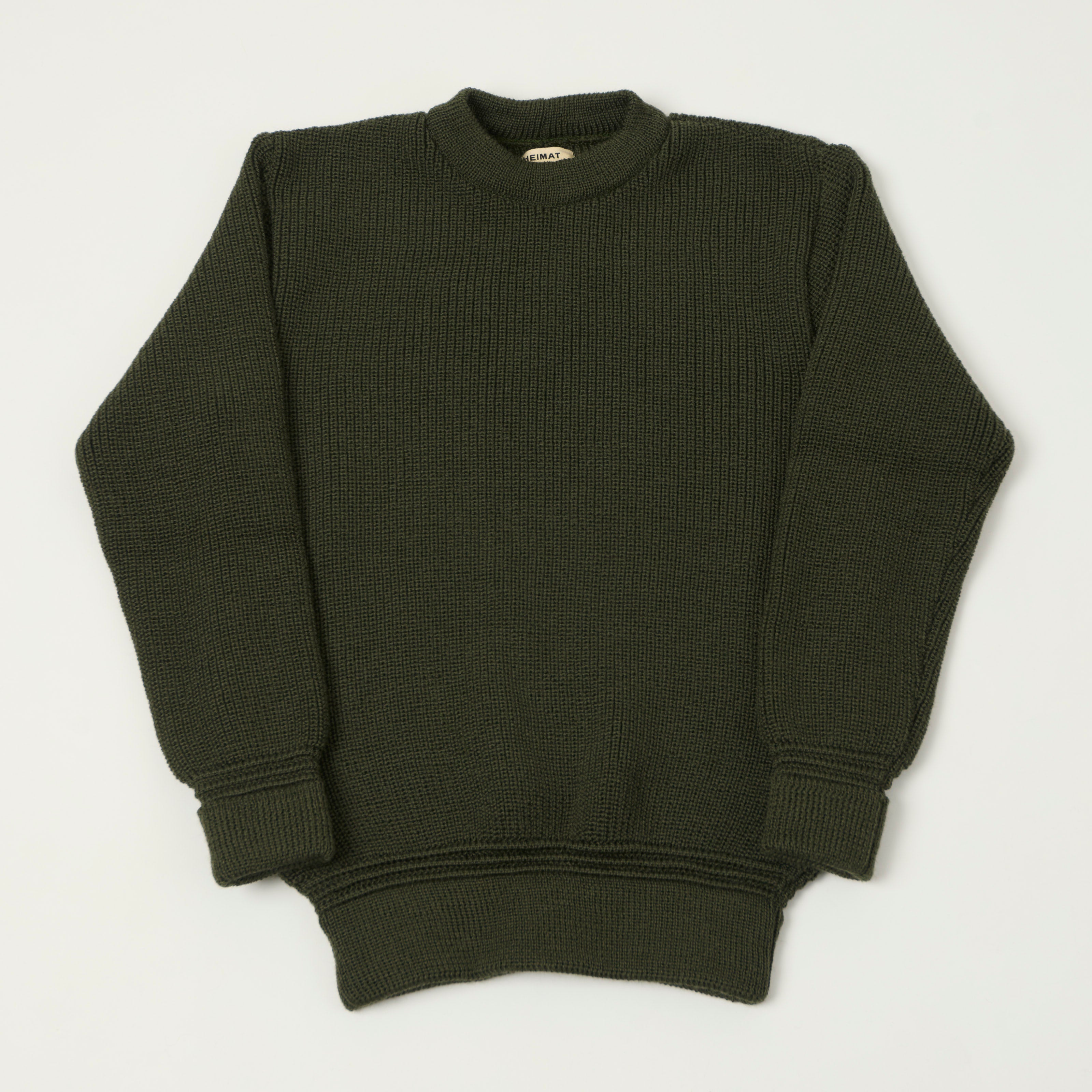 Heimat 'Rundhals' Crew Neck Jumper - Military Green