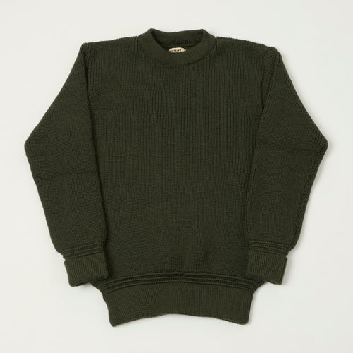 Heimat 'Rundhals' Crew Neck Jumper - Military Green
