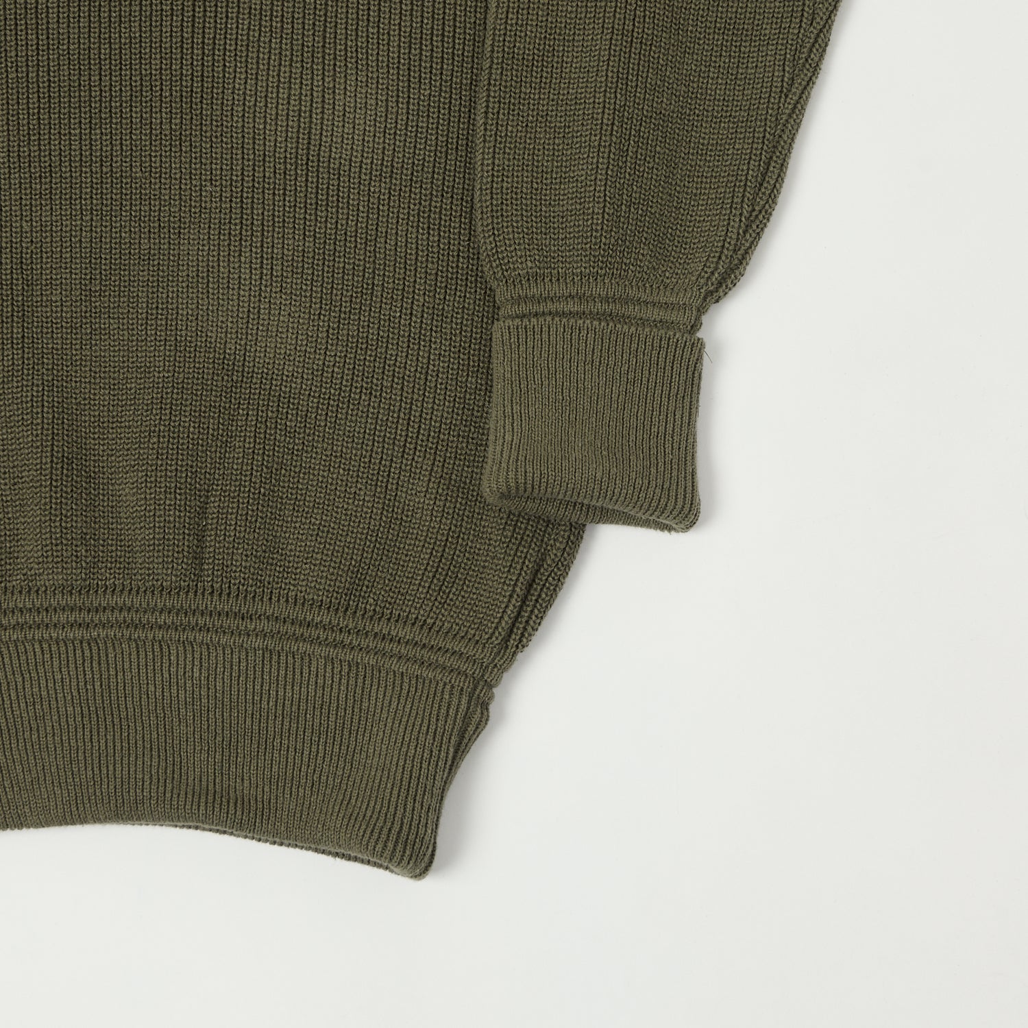 Heimat 'Rundhals' Cotton Linen Crew Neck Sweater - Military Green