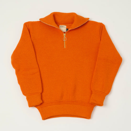 Heimat 'Segler' Quarter Zip Skipper Jumper - Rescue Orange