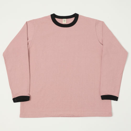 Jackman Long Sleeve Dotsume T-Shirt - Old Rose/Black