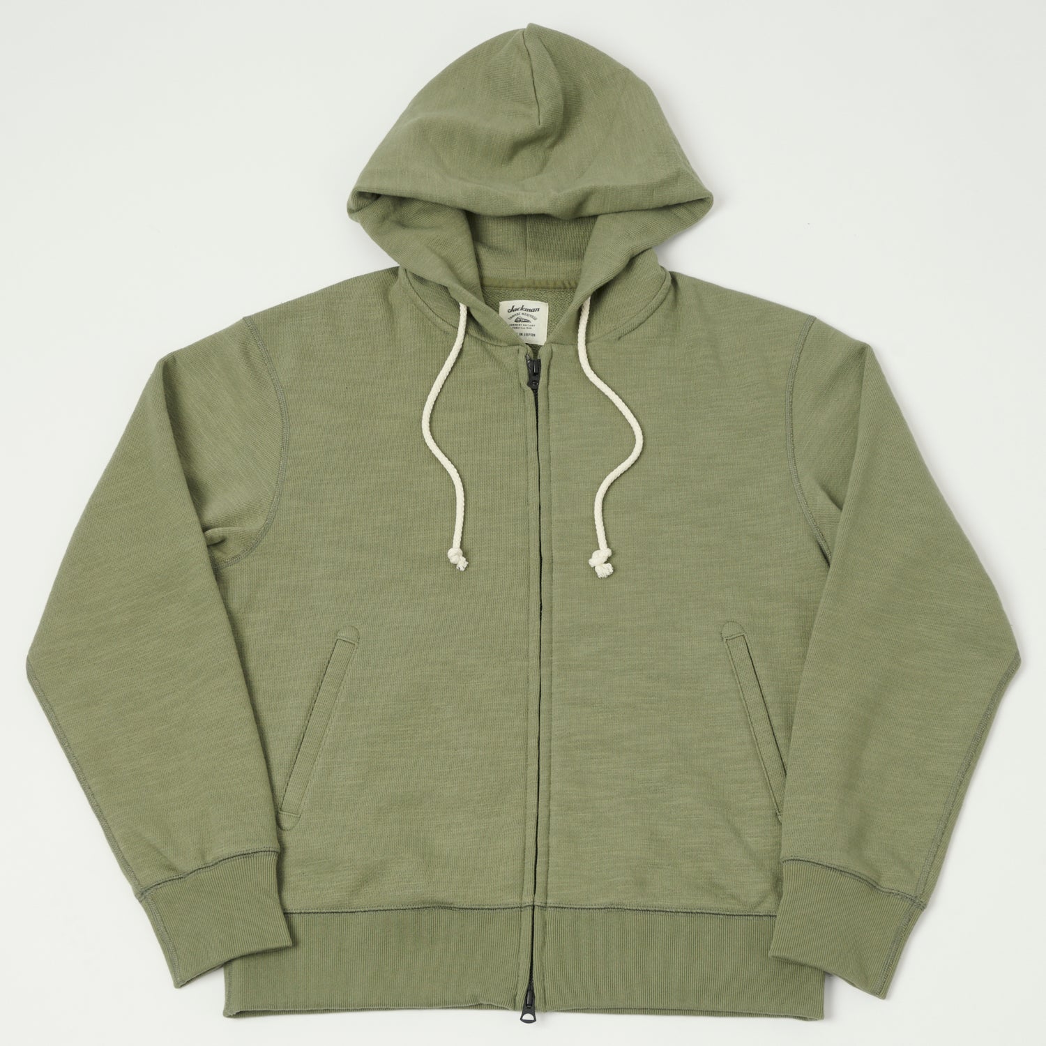 Jackman GG Zip Through Sweat Parka - Olive