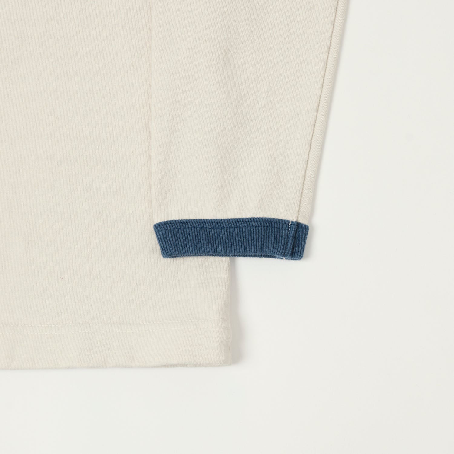 Jackman Long Sleeve Dotsume T-Shirt - Rosin White/Blue