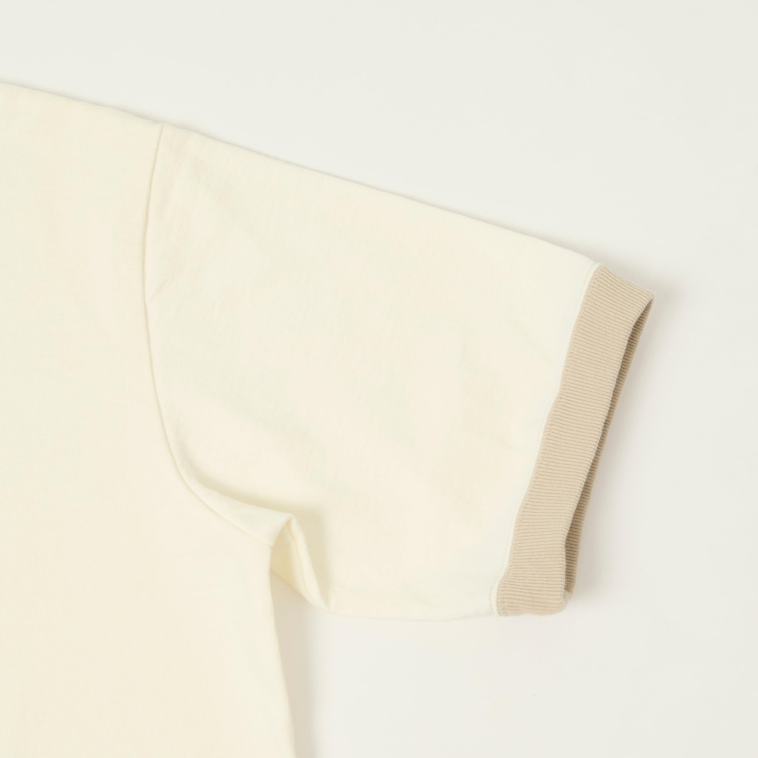 Jackman Dotsume Rib T-Shirt - Off White/Dark Beige