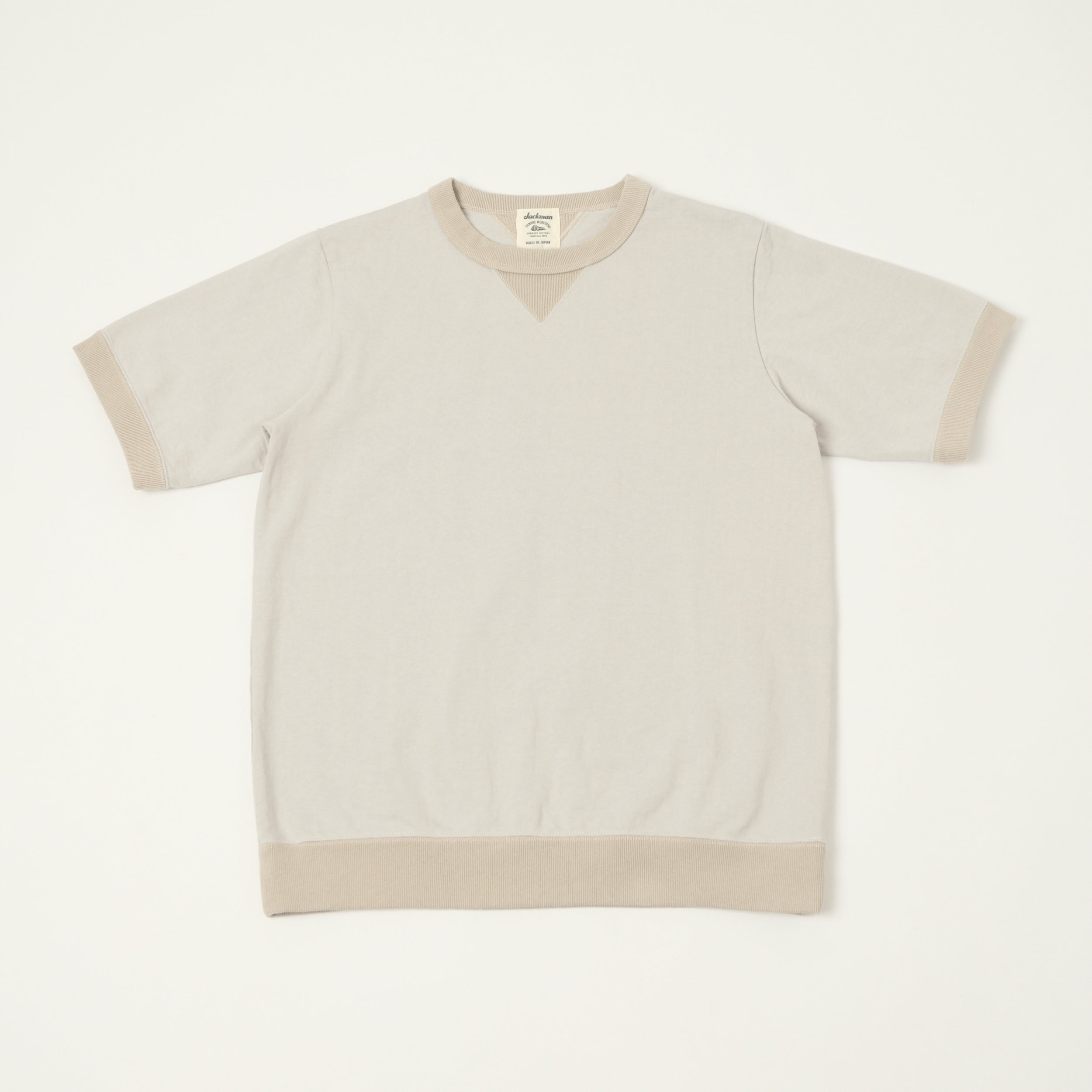 Jackman Dotsume Rib T-Shirt - Retro Silver/Dark Beige