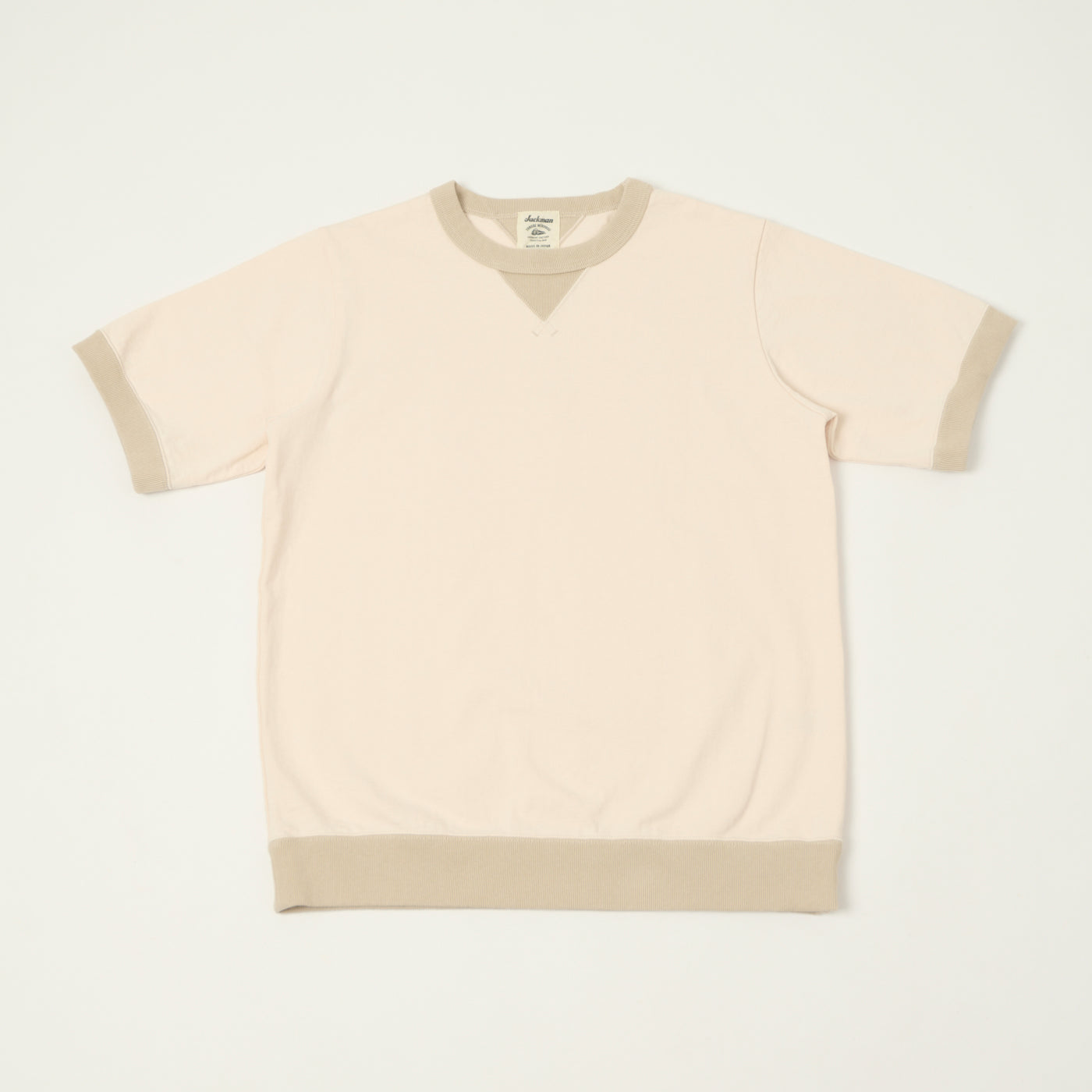 Jackman Dotsume Rib T-Shirt - Shell Pink/Dark Beige