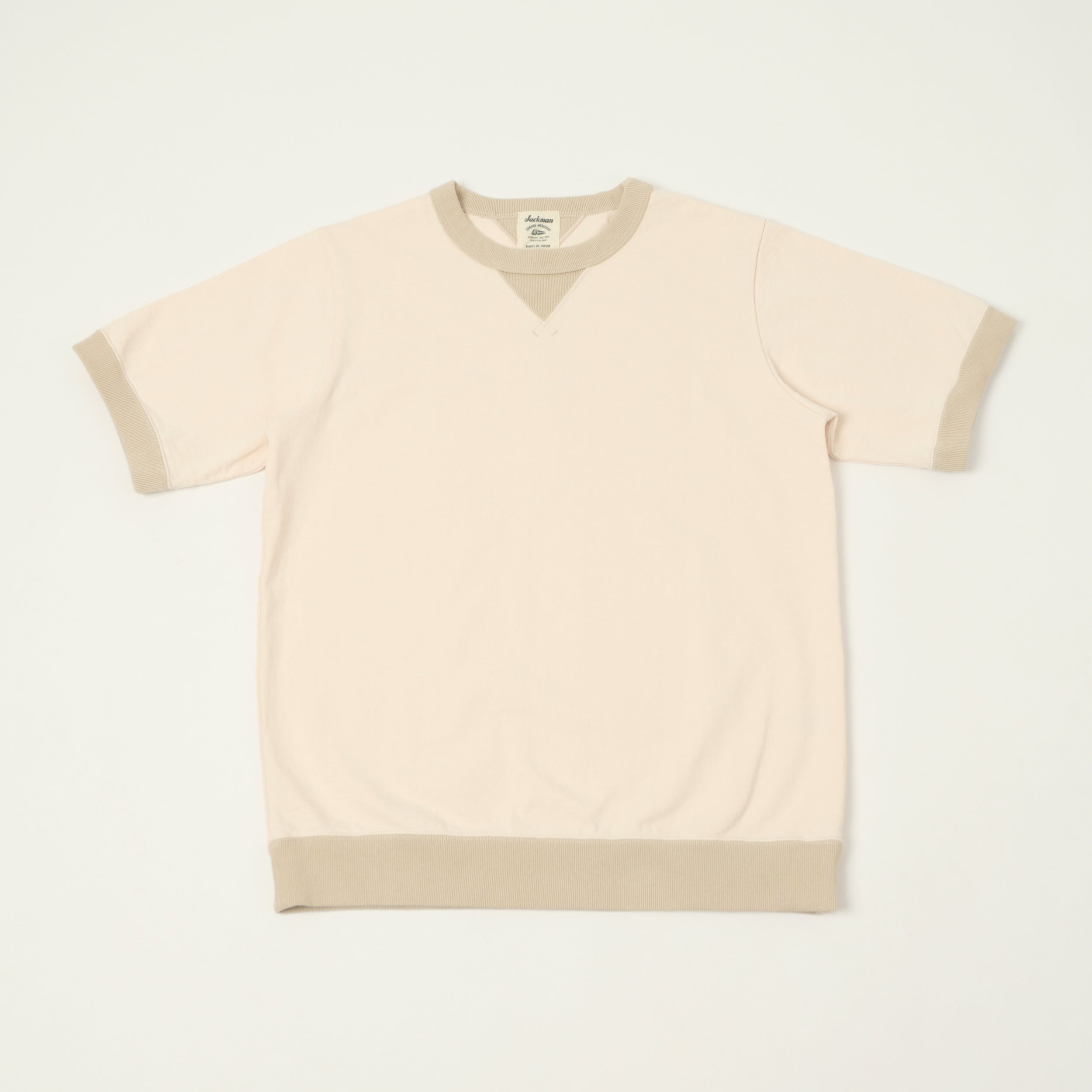 Jackman Dotsume Rib T-Shirt - Shell Pink/Dark Beige