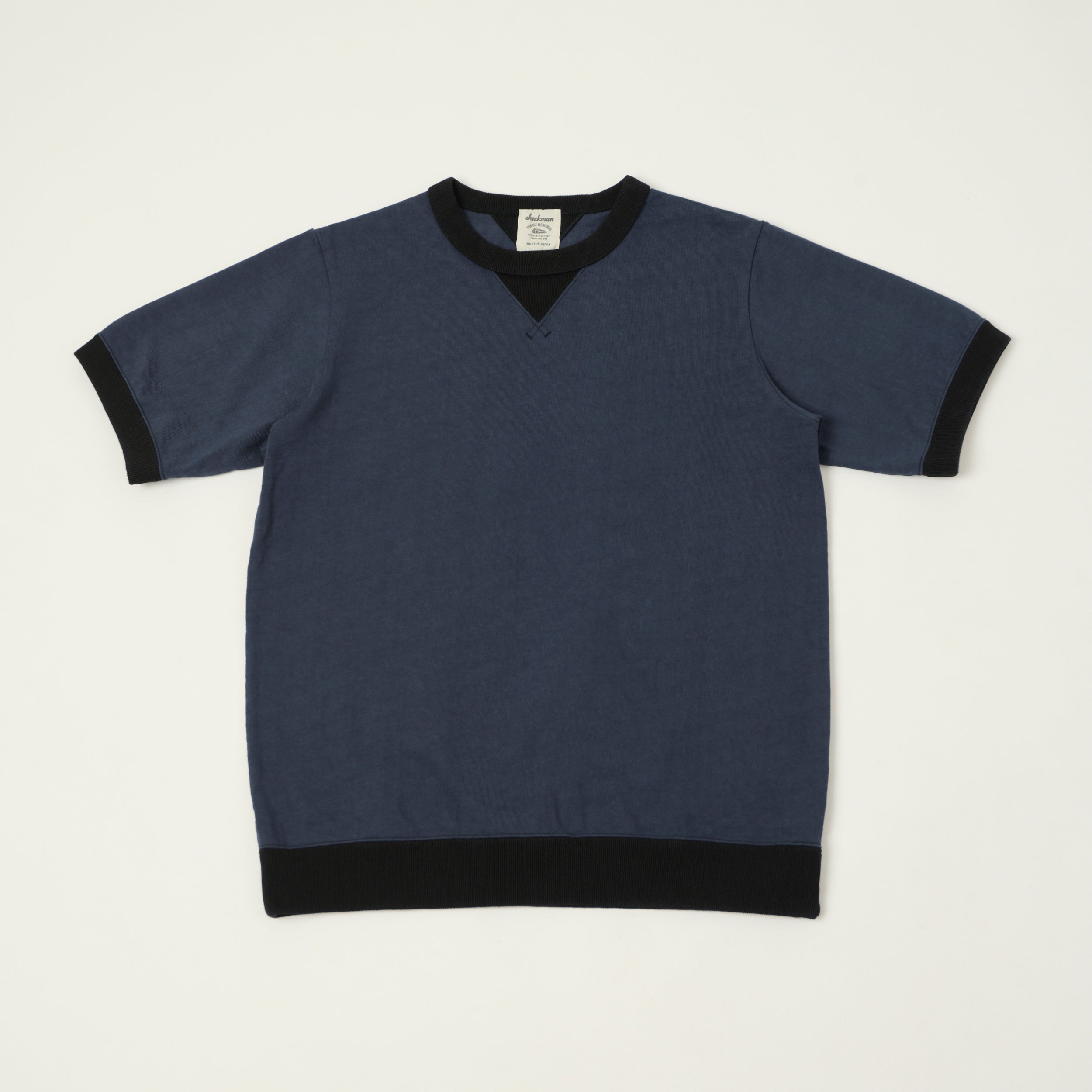 Jackman Dotsume Rib T-Shirt - Royal Navy/Black