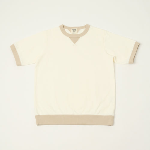 Jackman Dotsume Rib T-Shirt - Off White/Dark Beige