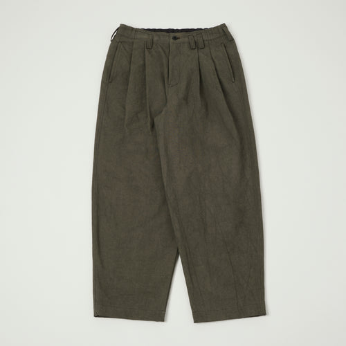 Jackman Sulfur Dyed Canvas Pleated Trousers - Dark Moss Gray