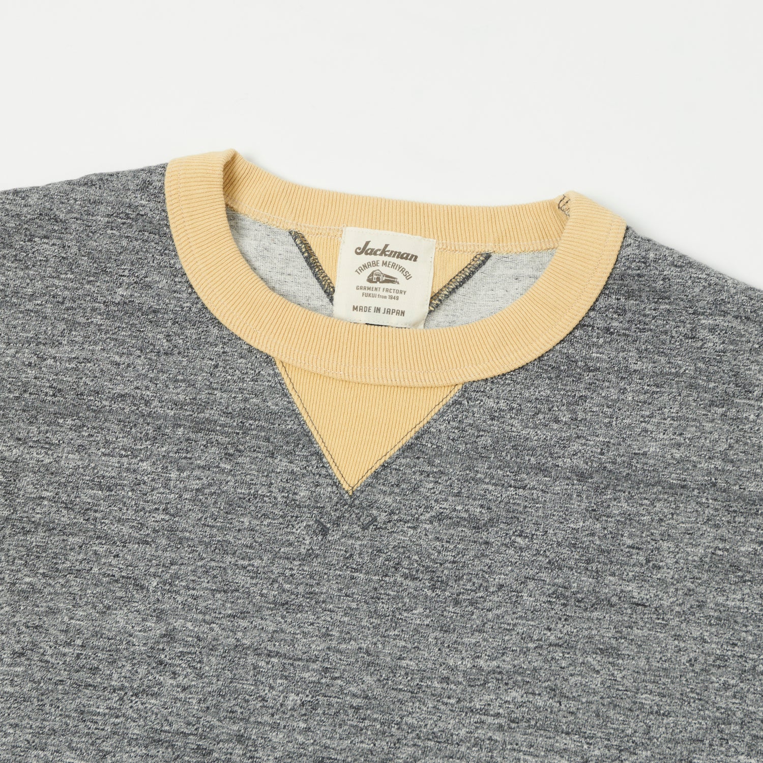 Jackman Long Sleeve Dotsume Rib T-Shirt - Charcoal/Butter