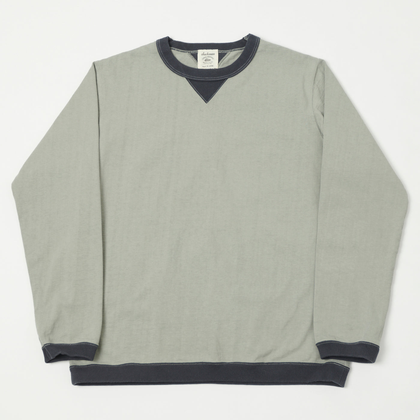 Jackman Long Sleeve Dotsume Rib T-Shirt - Dry Sage/Grey