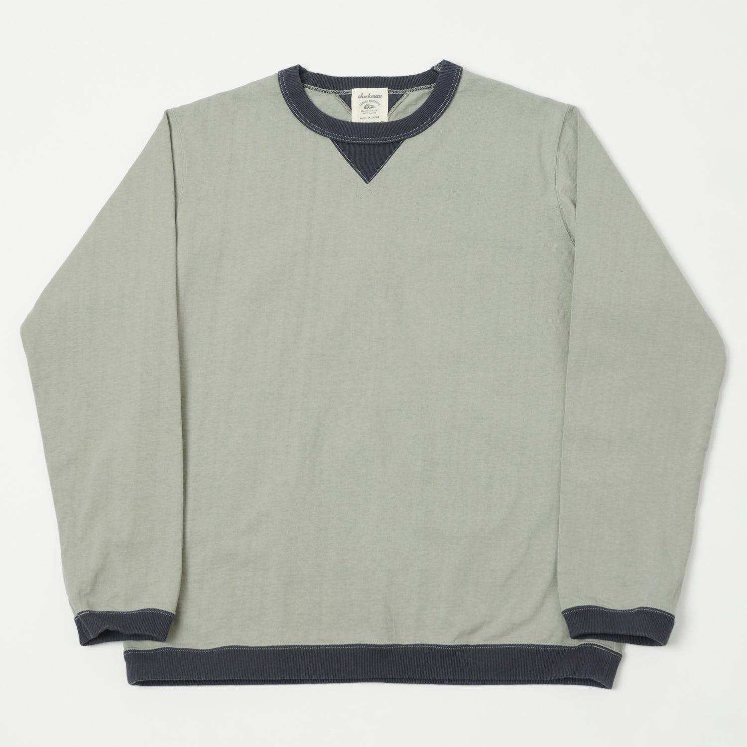 Jackman Long Sleeve Dotsume Rib T-Shirt - Dry Sage/Grey