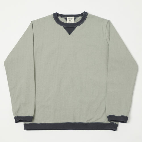 Jackman Long Sleeve Dotsume Rib T-Shirt - Dry Sage/Grey