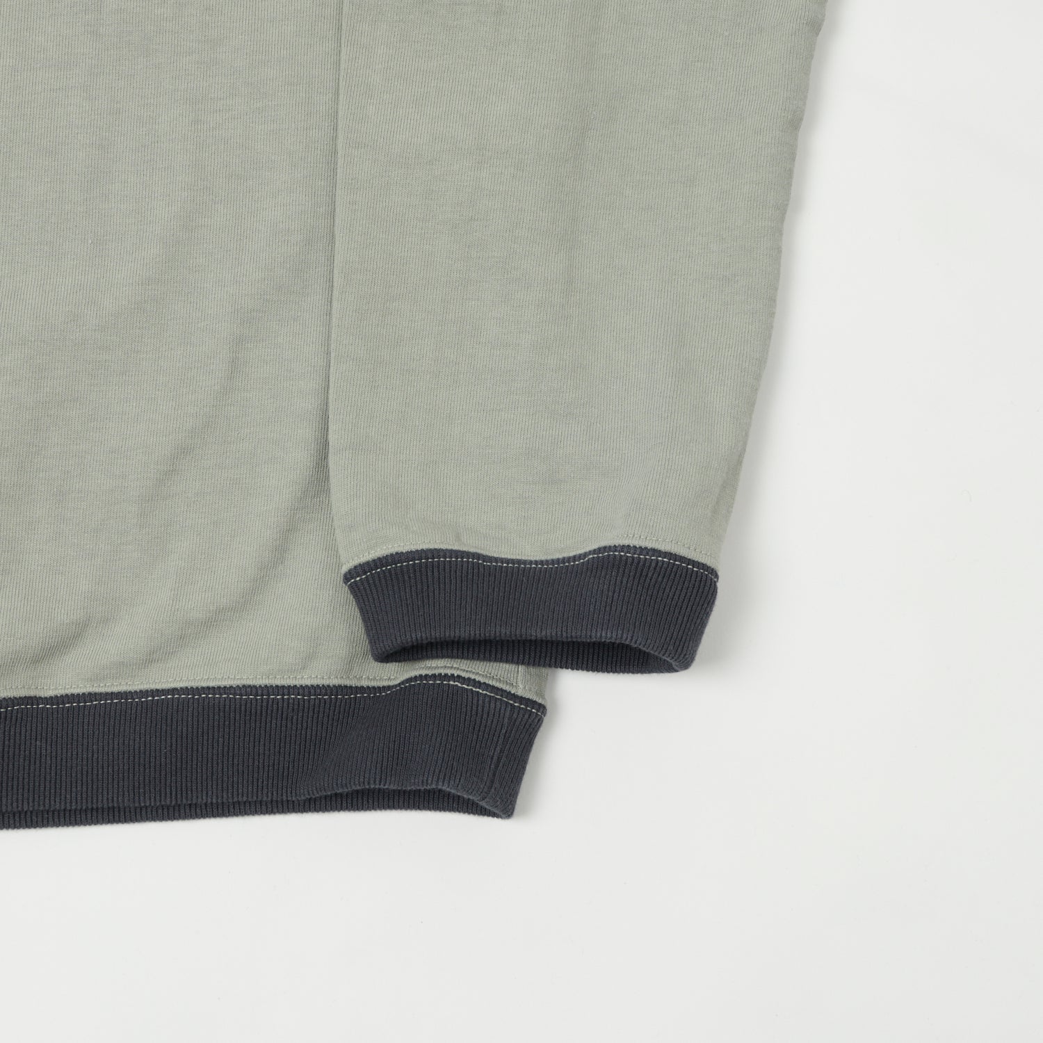 Jackman Long Sleeve Dotsume Rib T-Shirt - Dry Sage/Grey