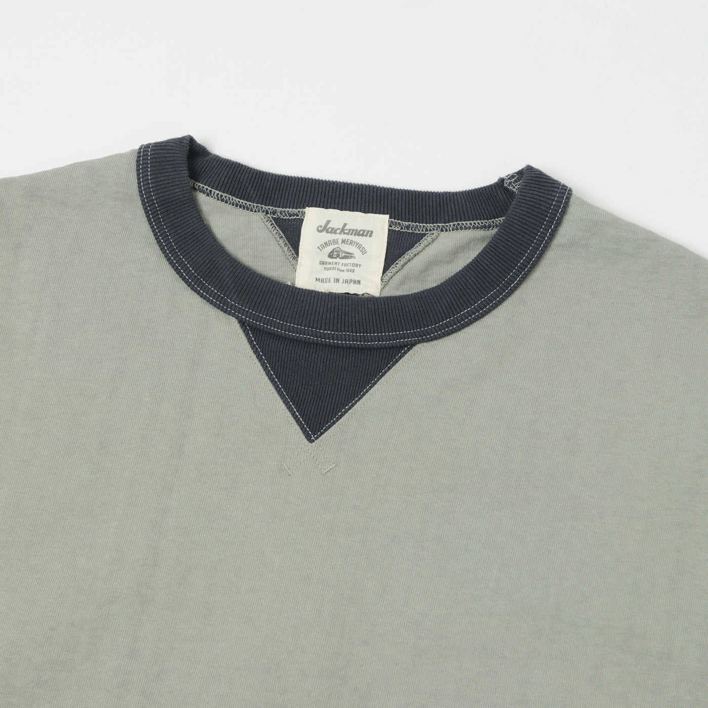 Jackman Long Sleeve Dotsume Rib T-Shirt - Dry Sage/Grey