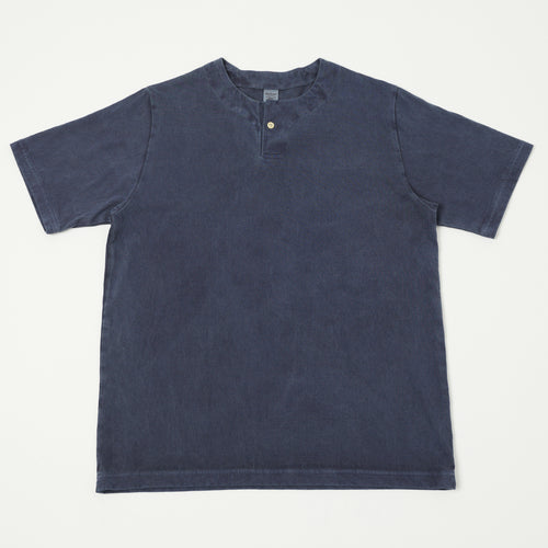 Jackman Pigment Dye Henley T-Shirt - Faded Navy