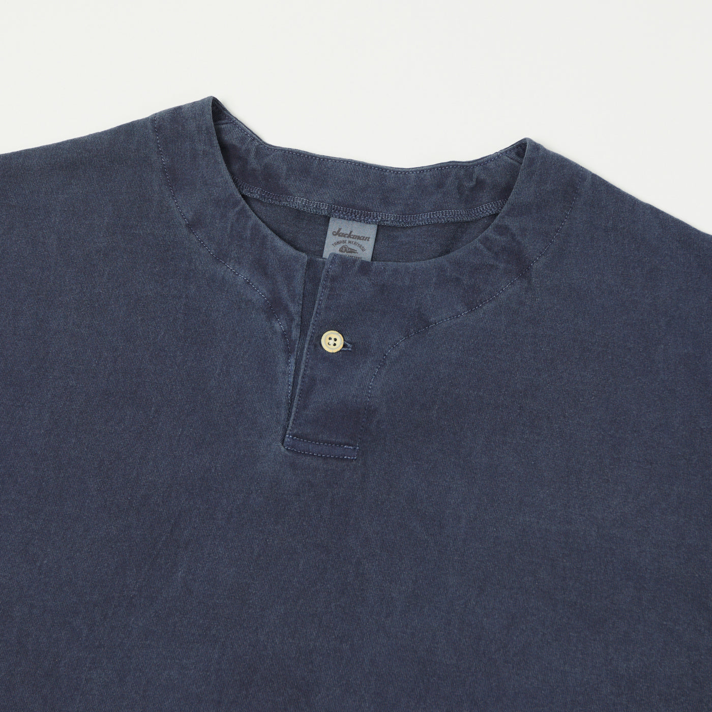 Jackman Pigment Dye Henley T-Shirt - Faded Navy