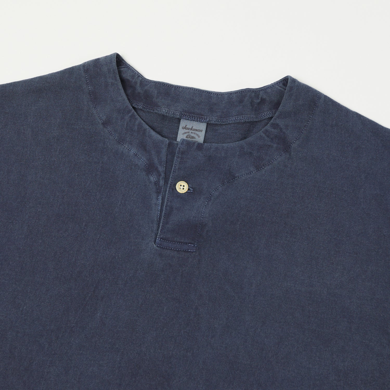 Jackman Pigment Dye Henley T-Shirt - Faded Navy