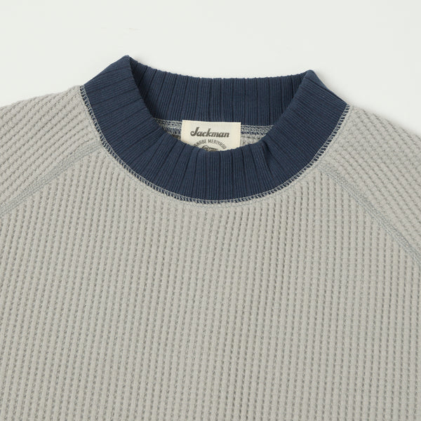 Jackman JM7200 Waffle Midneck Sweatshirt - Grey/Navy