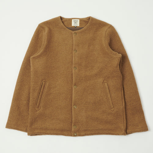 Jackman Wool Collarless Cardigan - Camel