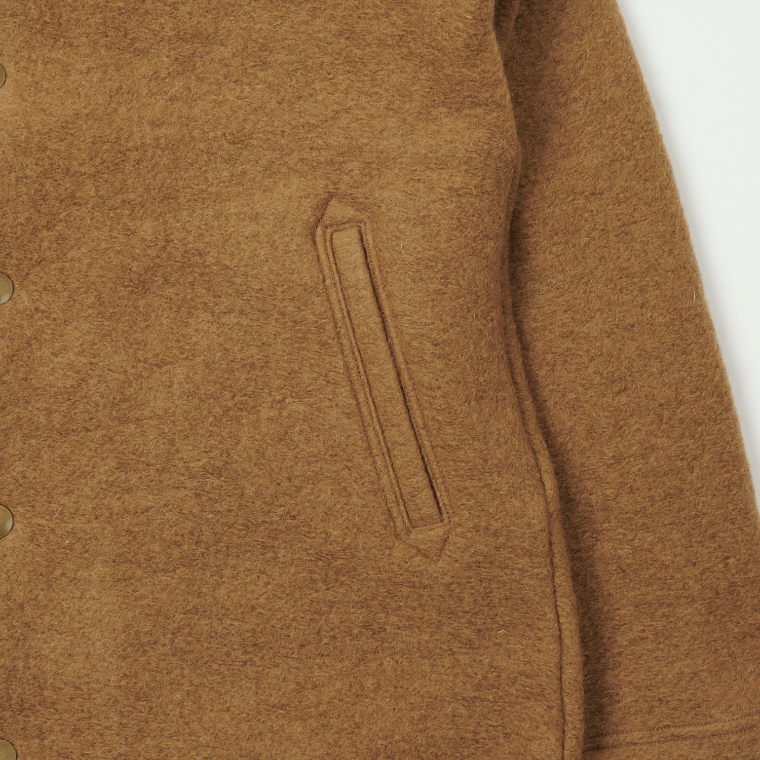Jackman Wool Collarless Cardigan - Camel