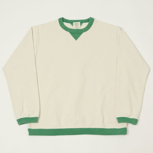Jackman Long Sleeve Dotsume Rib T-Shirt - Ivory/Green