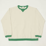 Jackman Long Sleeve Dotsume Rib T-Shirt - Ivory/Green