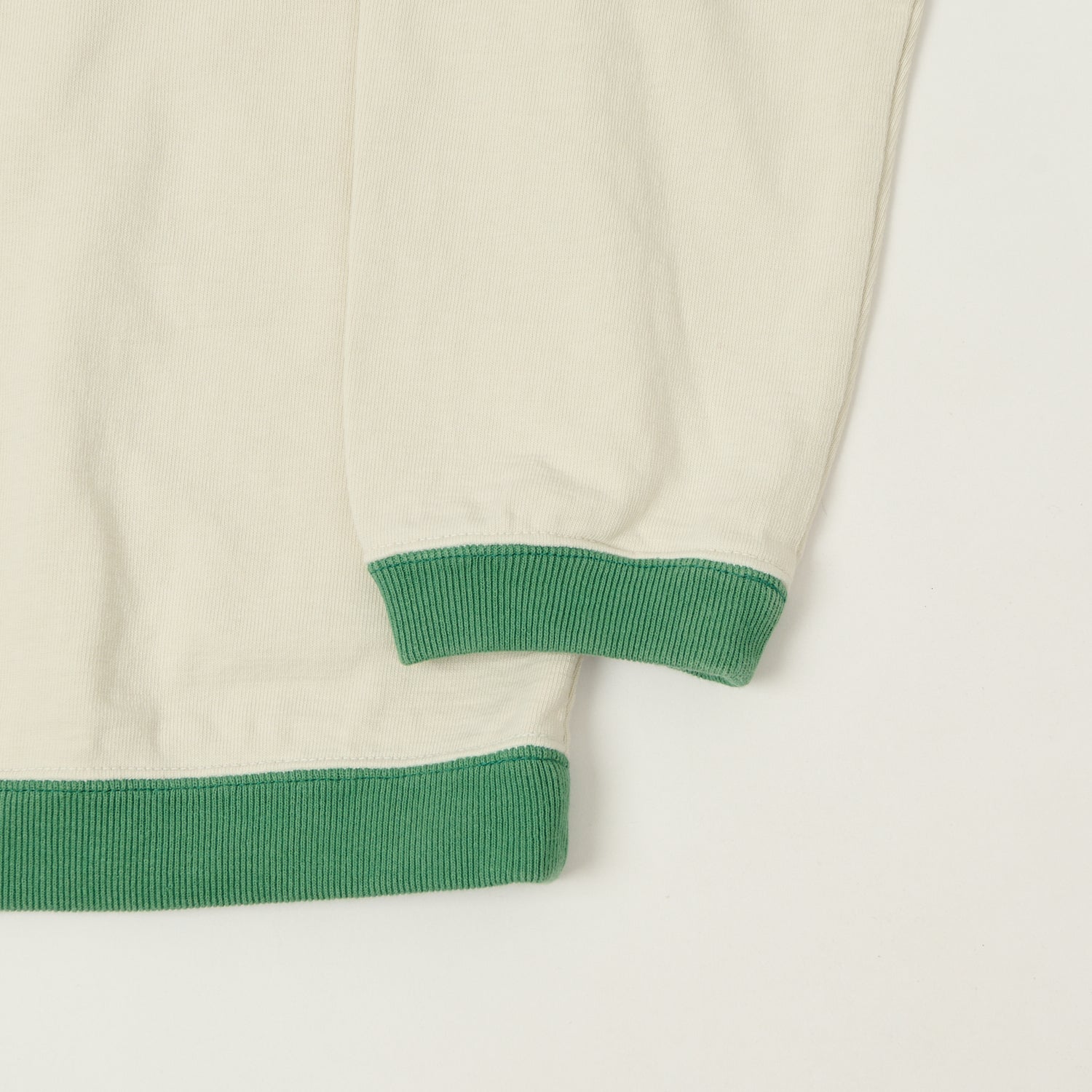 Jackman Long Sleeve Dotsume Rib T-Shirt - Ivory/Green