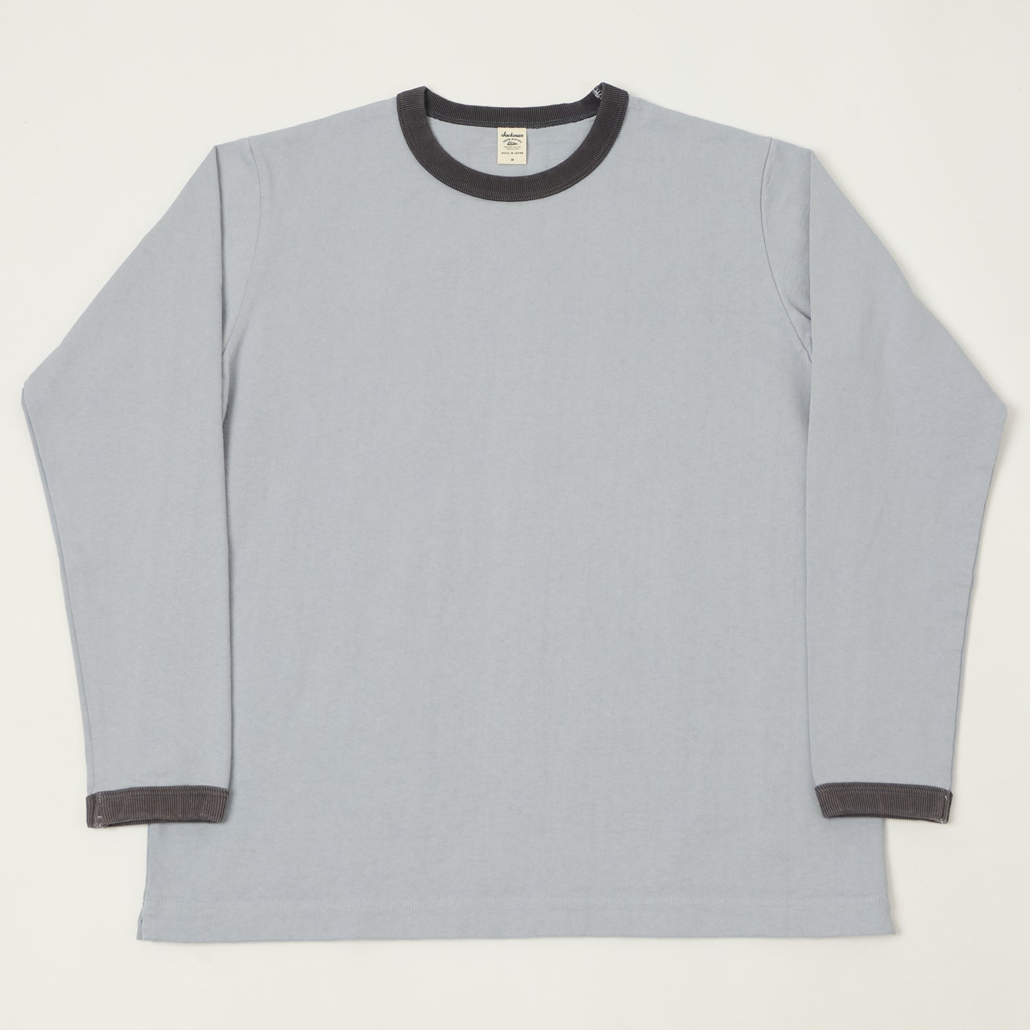 Jackman Long Sleeve Dotsume T-Shirt - Dusk Blue/Grey
