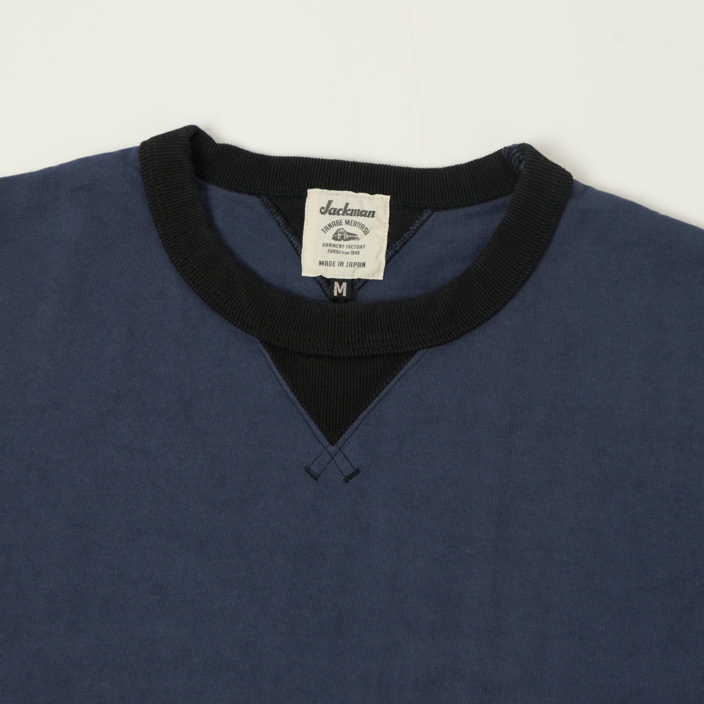 Jackman Long Sleeve Dotsume T-Shirt - Retro Navy/Black