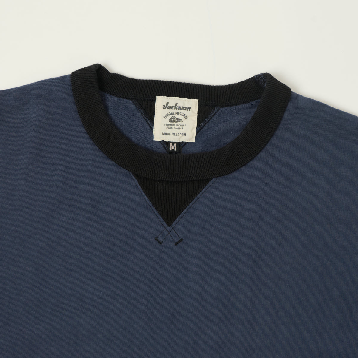 Jackman Long Sleeve Dotsume T-Shirt - Retro Navy/Black