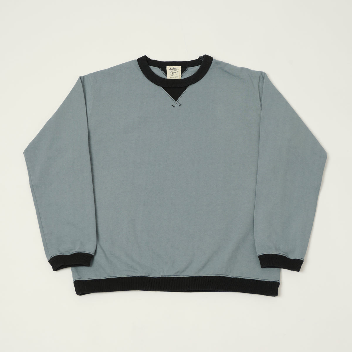 Jackman Long Sleeve Dotsume T-Shirt - Wolf Grey/Black