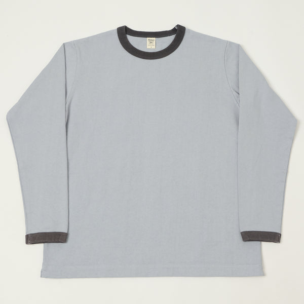 Jackman Long Sleeve Dotsume T-Shirt - Dusk Blue/Grey