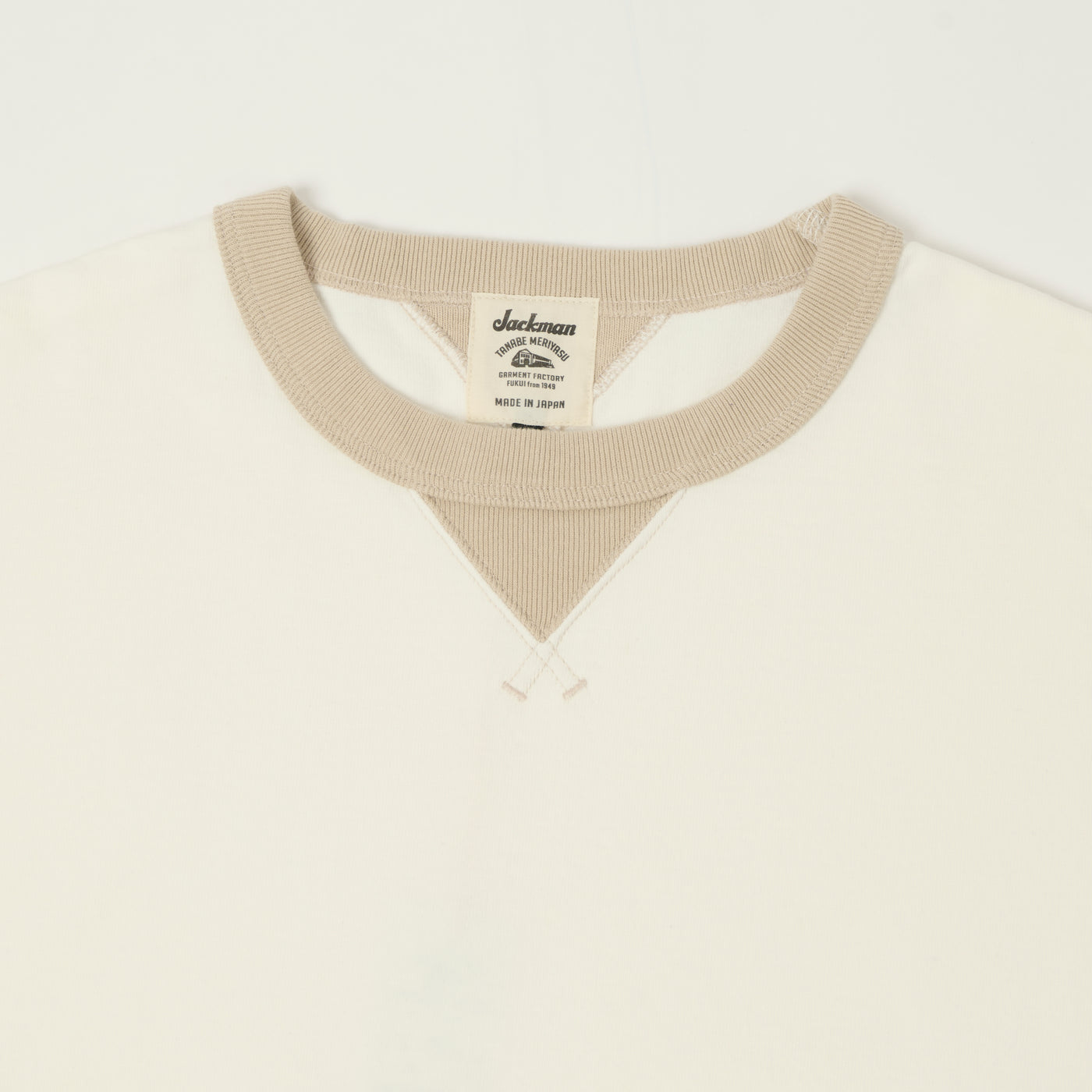 Jackman Long Sleeve Dotsume T-Shirt - Off White/Dark Beige