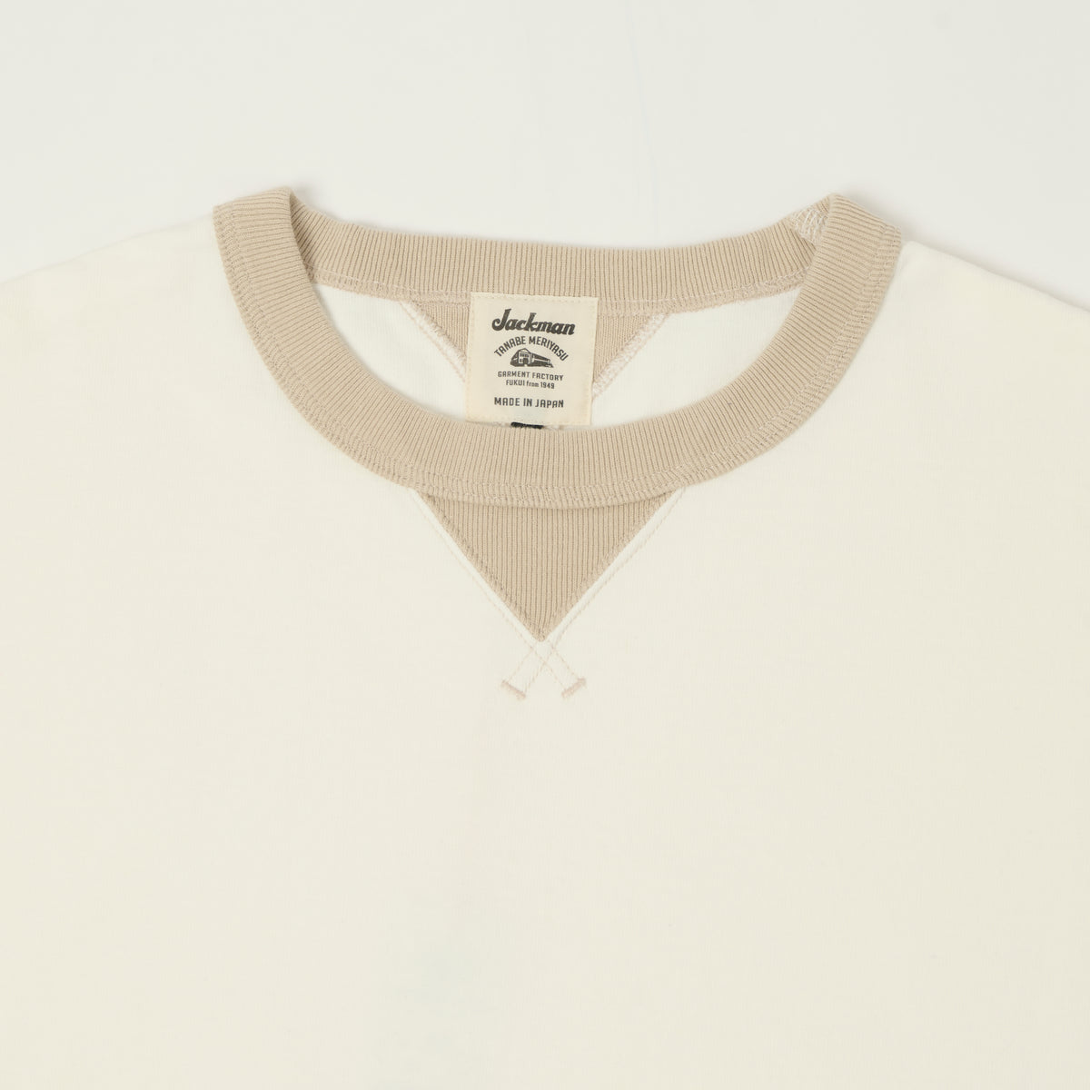 Jackman Long Sleeve Dotsume T-Shirt - Off White/Dark Beige