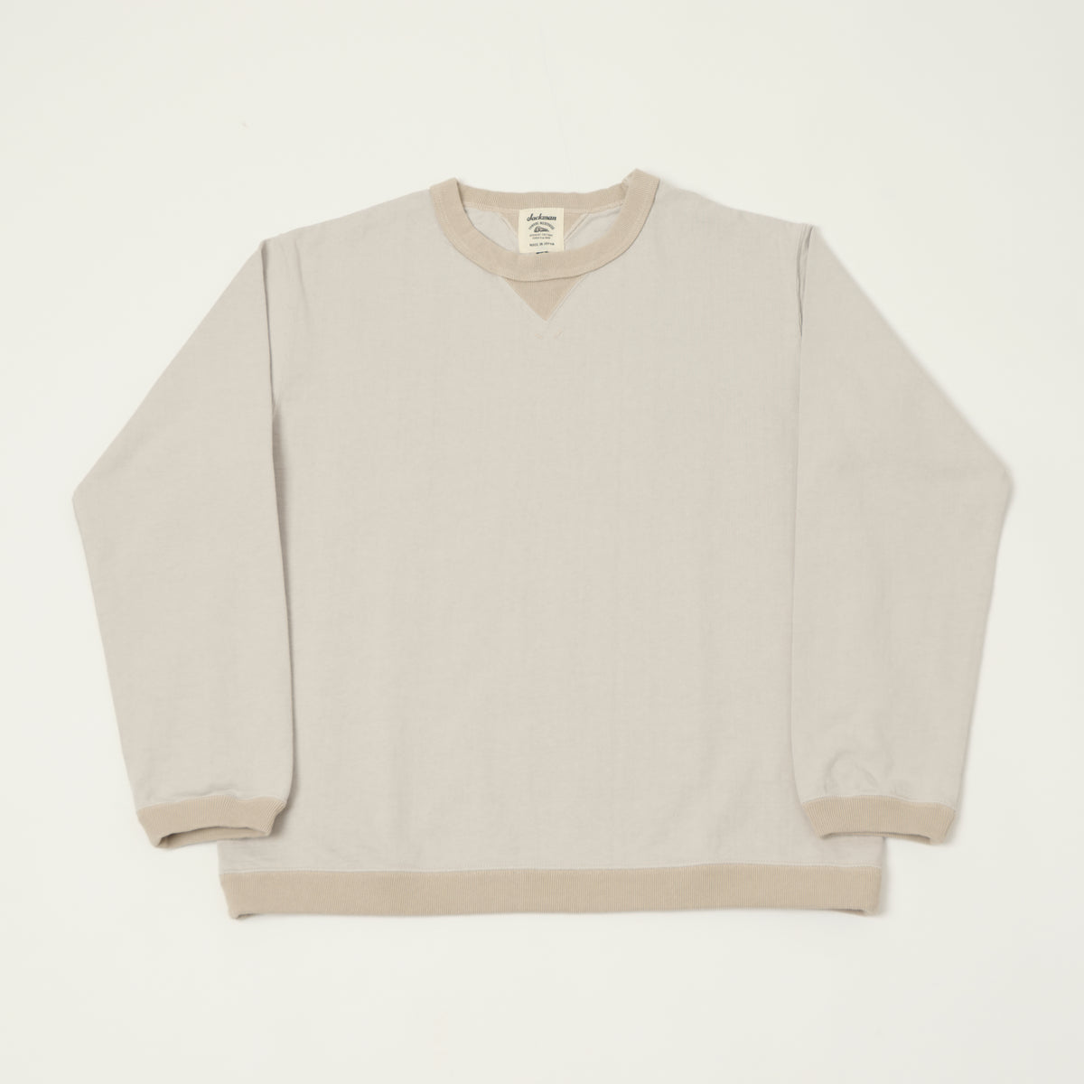 Jackman Long Sleeve Dotsume T-Shirt - Retro Silver/Dark Beige