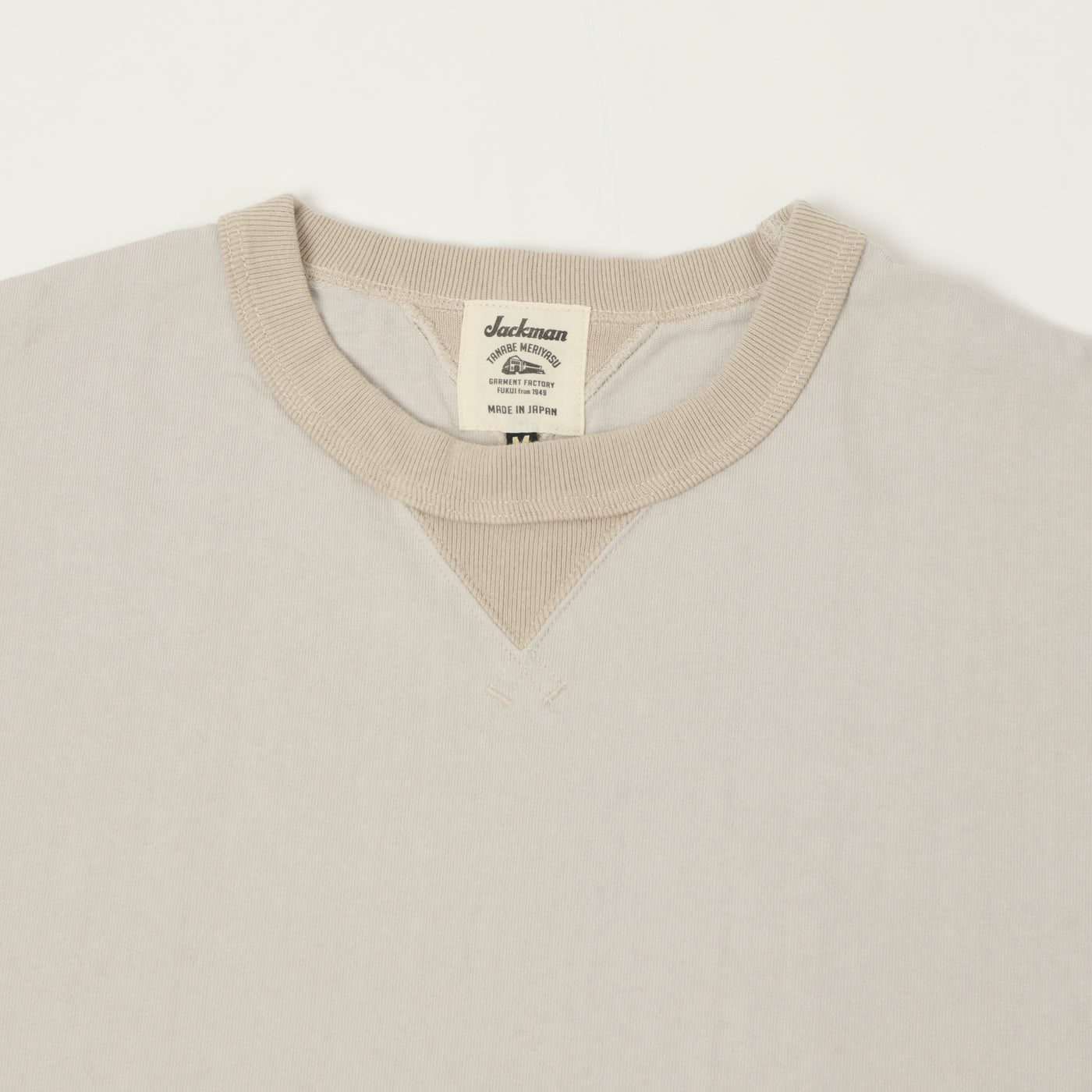 Jackman Long Sleeve Dotsume T-Shirt - Retro Silver/Dark Beige