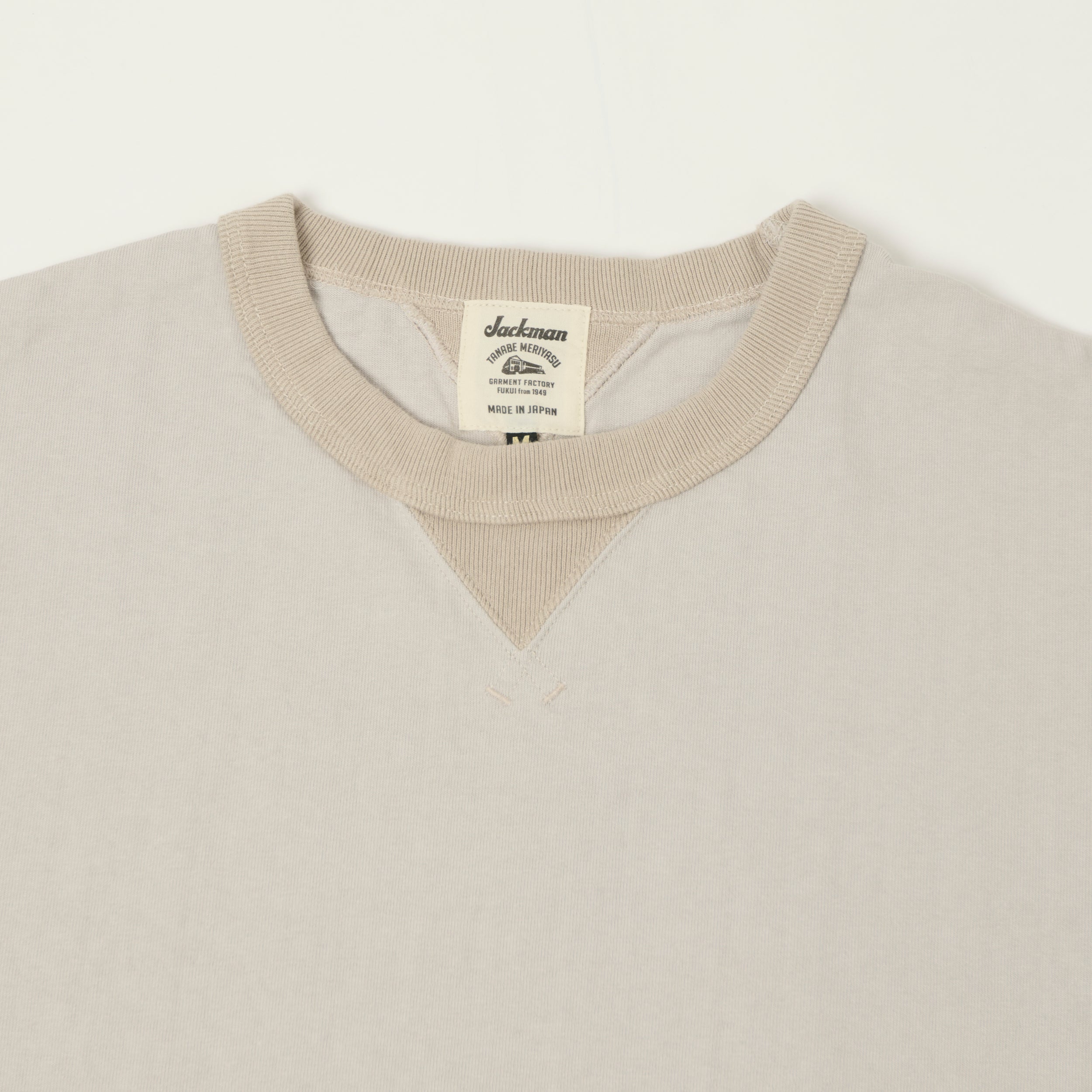 Jackman Long Sleeve Dotsume T-Shirt - Retro Silver/Dark Beige