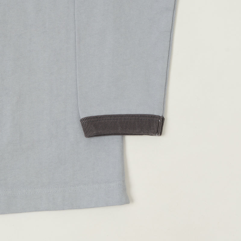 Jackman Long Sleeve Dotsume T-Shirt - Dusk Blue/Grey