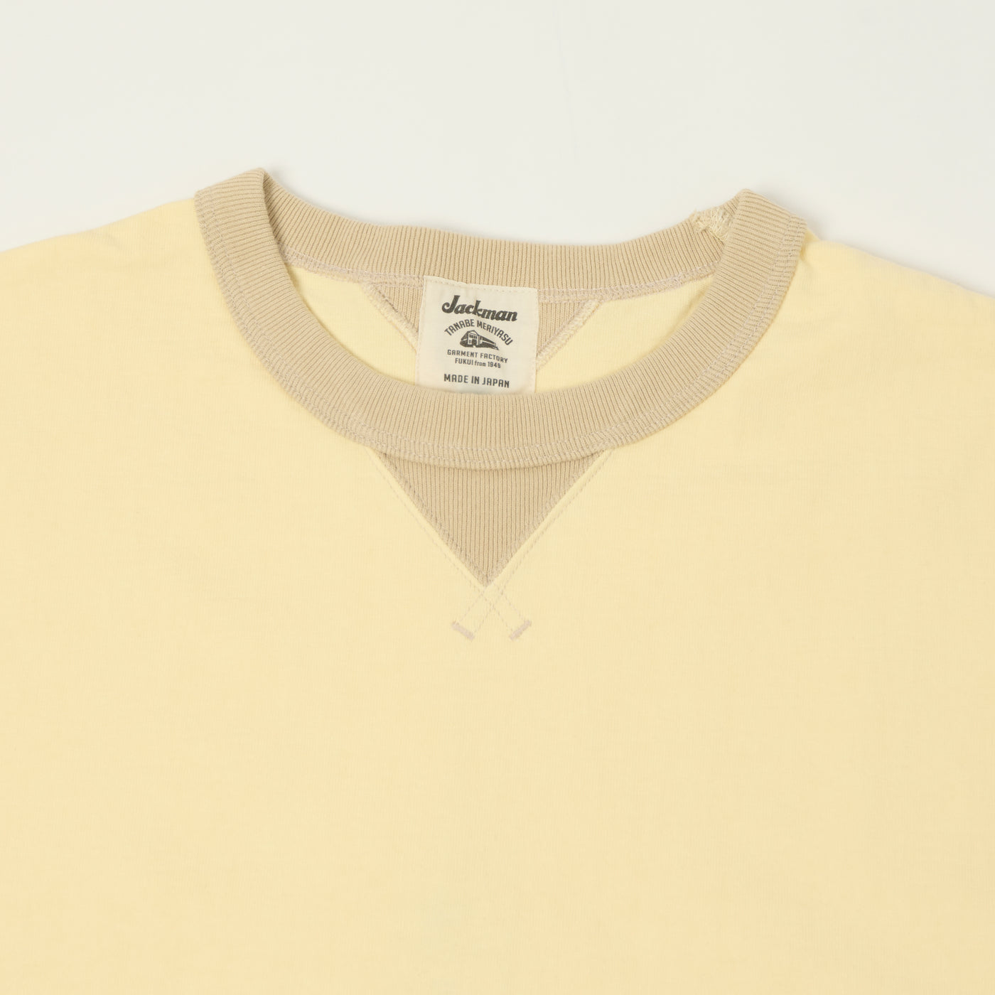 Jackman Long Sleeve Dotsume T-Shirt - Uni Cream/Dark Beige