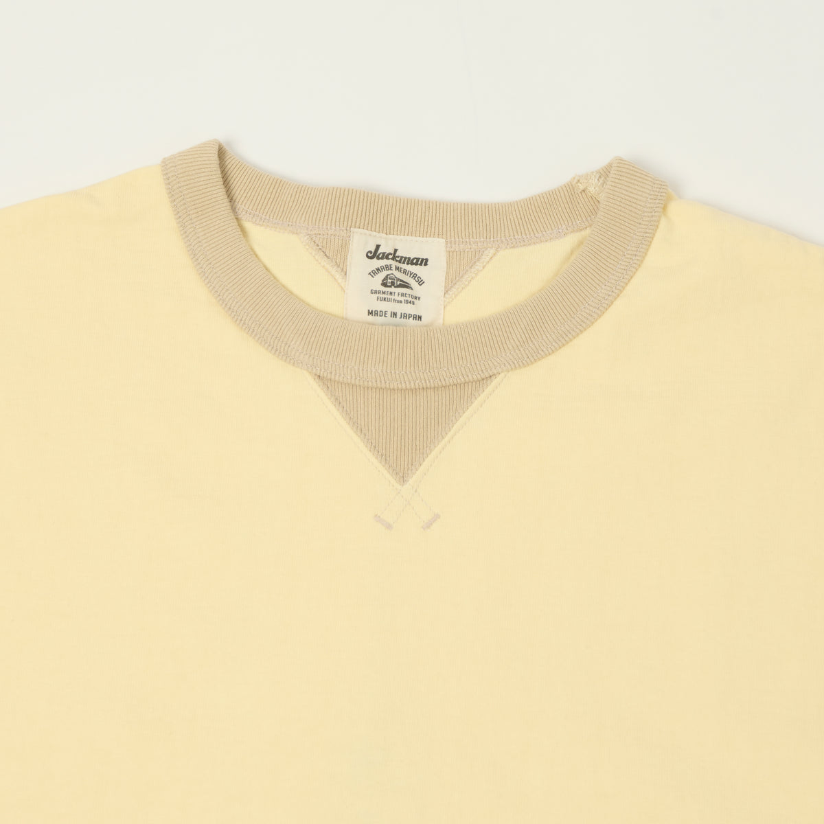 Jackman Long Sleeve Dotsume T-Shirt - Uni Cream/Dark Beige