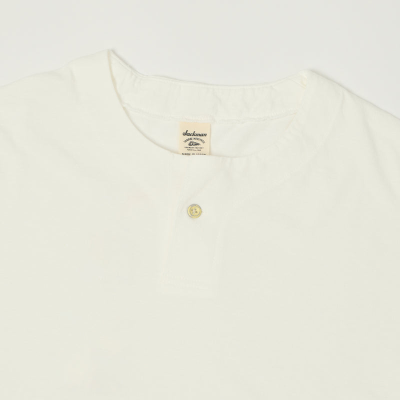 Jackman Long Sleeve Henley - White