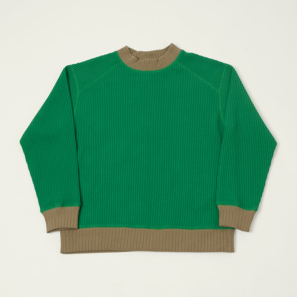 Jackman Midneck Waffle Sweatshirt - Green/Sepia