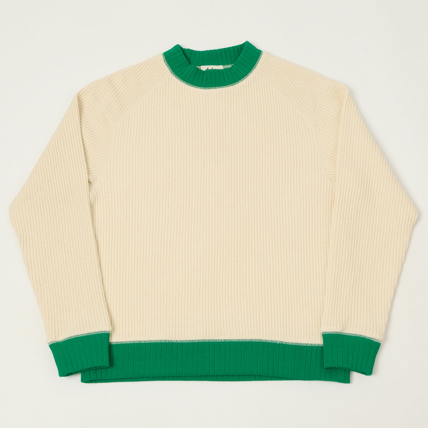 Jackman Midneck Waffle Sweatshirt - Ivory/Green