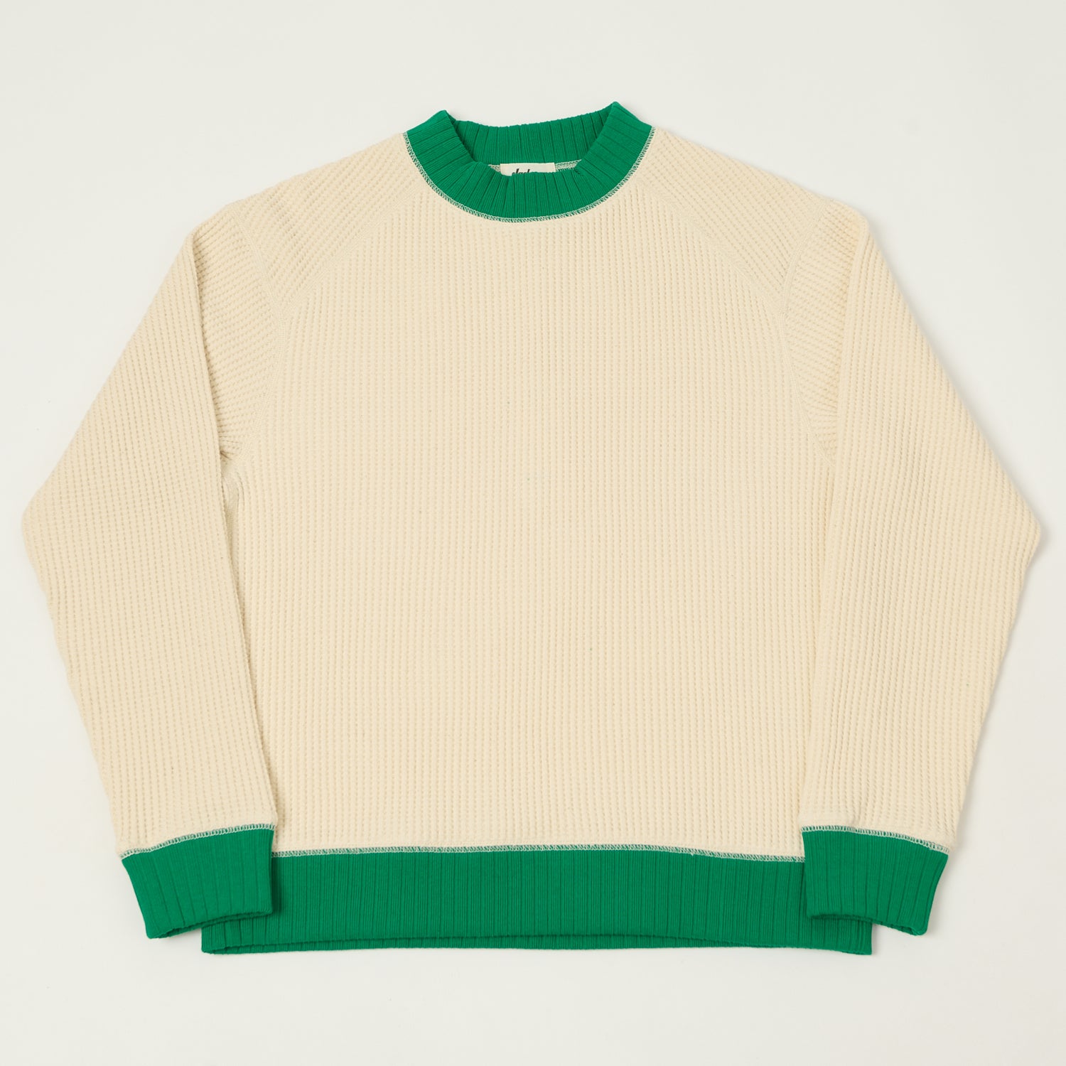 Jackman Midneck Waffle Sweatshirt - Ivory/Green