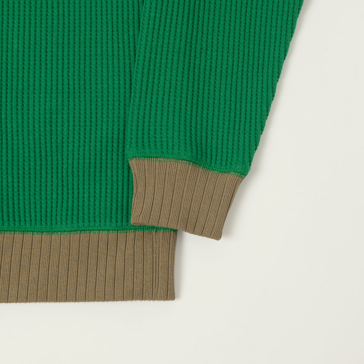 Jackman Midneck Waffle Sweatshirt - Green/Sepia